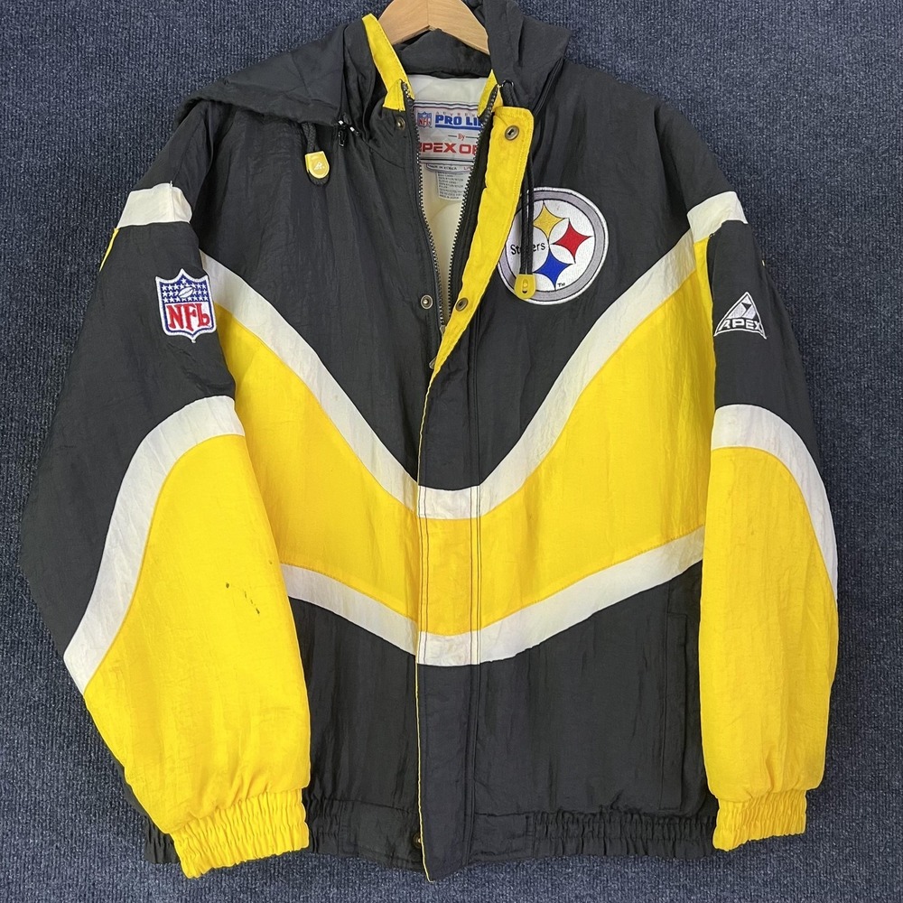 Vintage Pittsburgh Steelers Jacket Mens Large Yellow NFL Football Apex One 90s